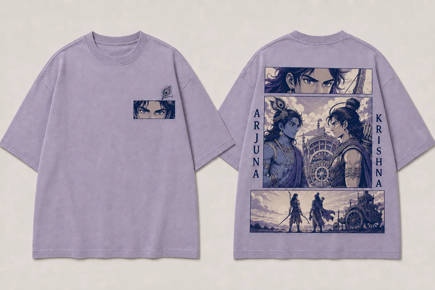 Dust lavender Arjuna × Krishna Manga Tee