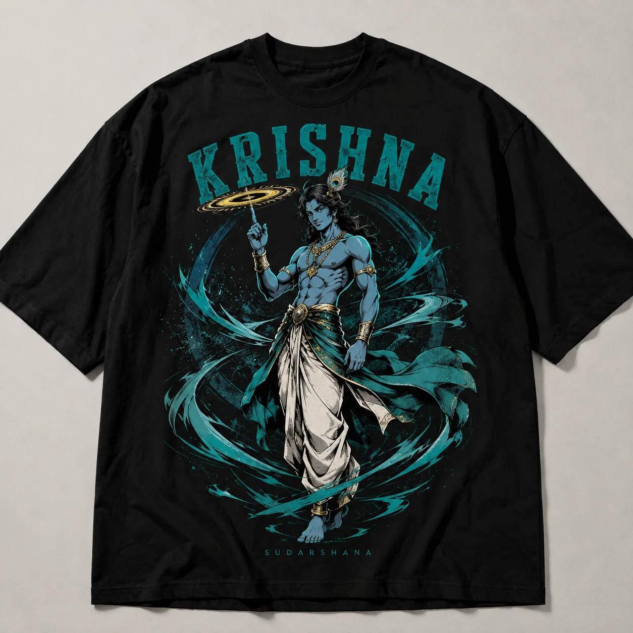 Jet black Sudarshana Krishna Tee
