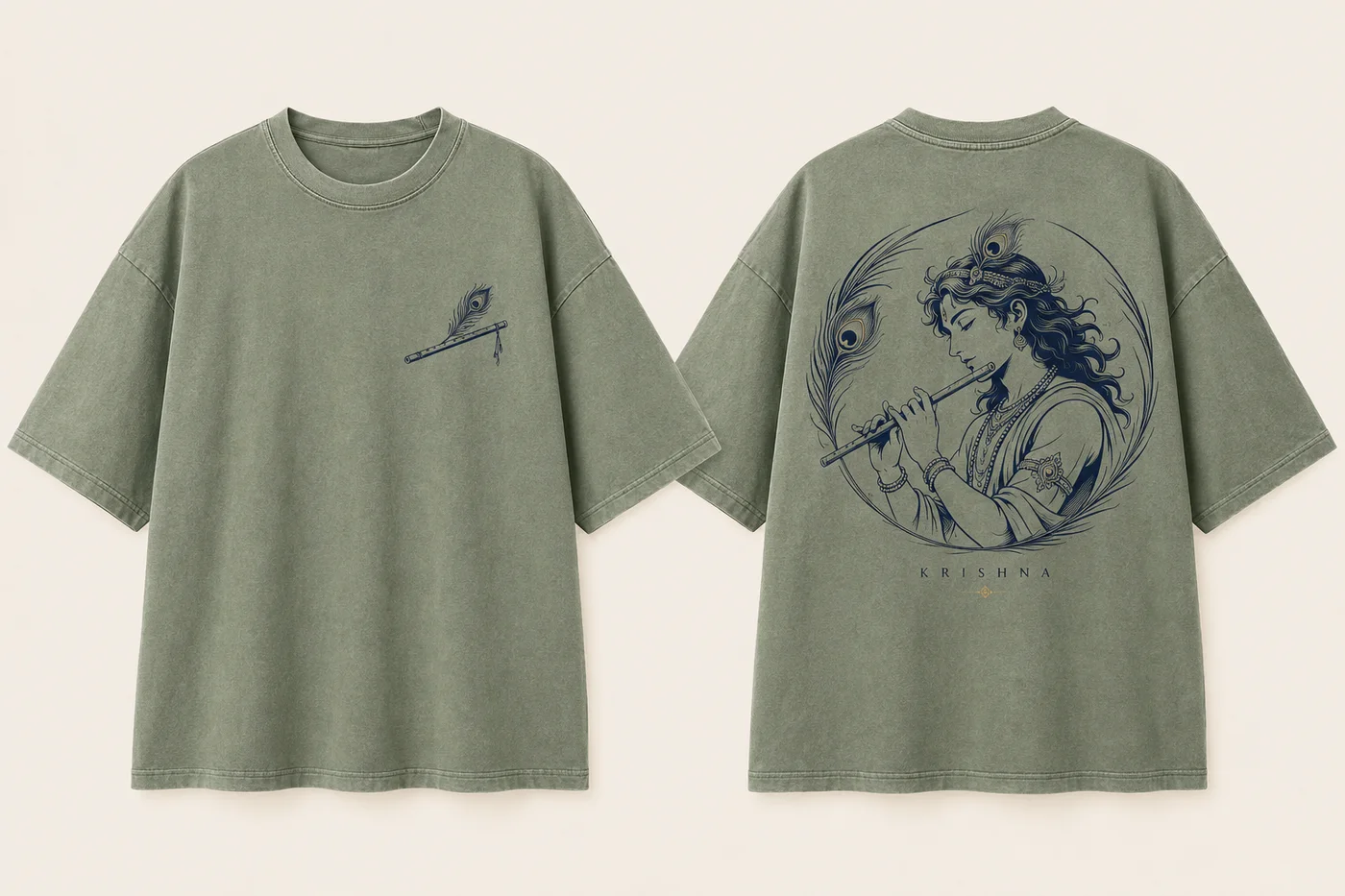 Washed sage Murli Krishna Tee